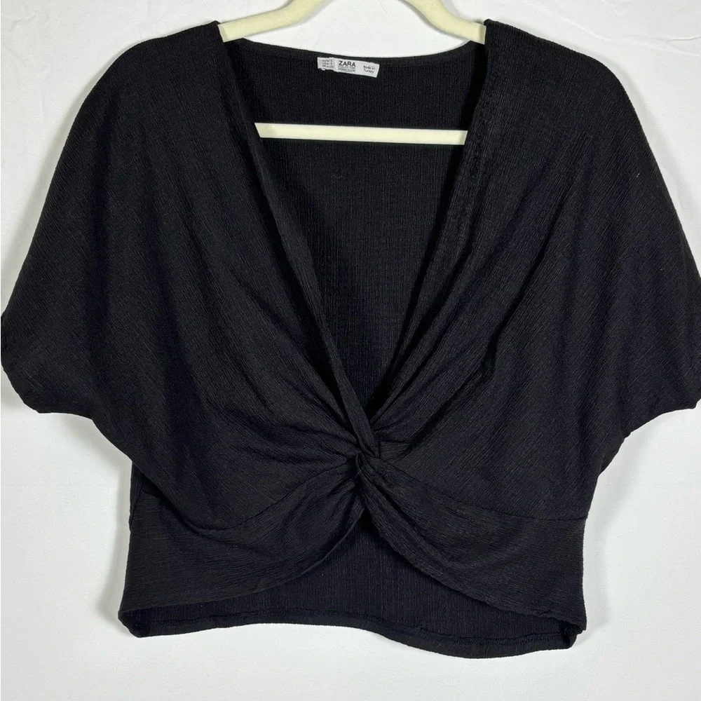 Zara Tee Top Knot Detail Black Small